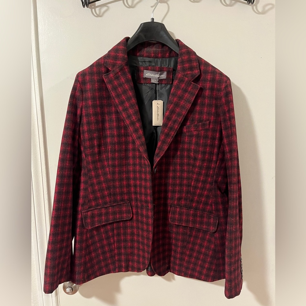 Eddie Bauer Women's Red Plaid Blazer